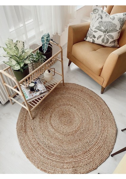 Naturel El Dokuması Jüte Halı Paspas 90X90CM Kilim indirimleri