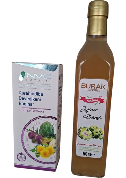 Karahindiba - Devedikeni - Enginar Sıvı Ekstrat 250 ml + Enginar Sirkesi 500 ml Karaciğer Detoxu Özel Premium Set (Özel Ekstrat Serisinden)