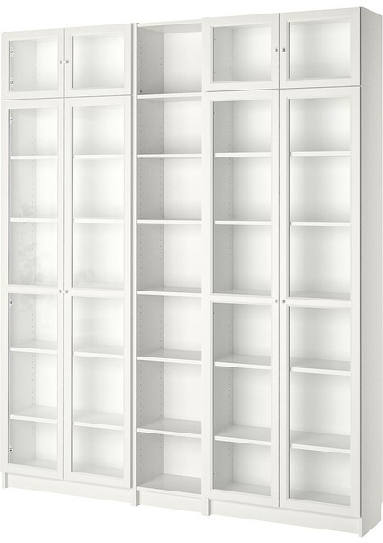 Cam Kapaklı Kitaplık, Beyaz, 200X30X237 cm
