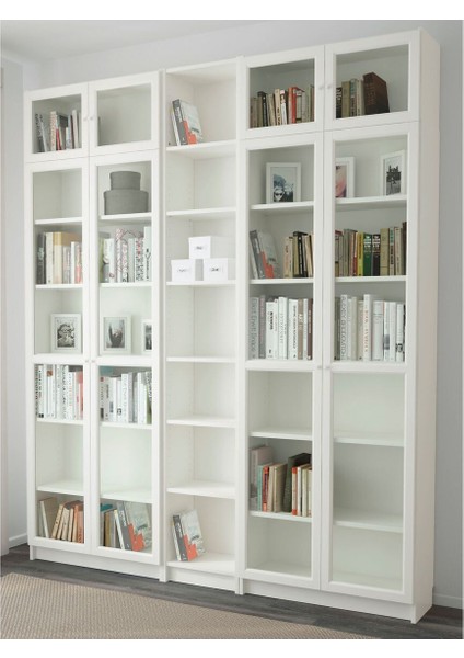 Cam Kapaklı Kitaplık, Beyaz, 200X30X237 cm fiyatları