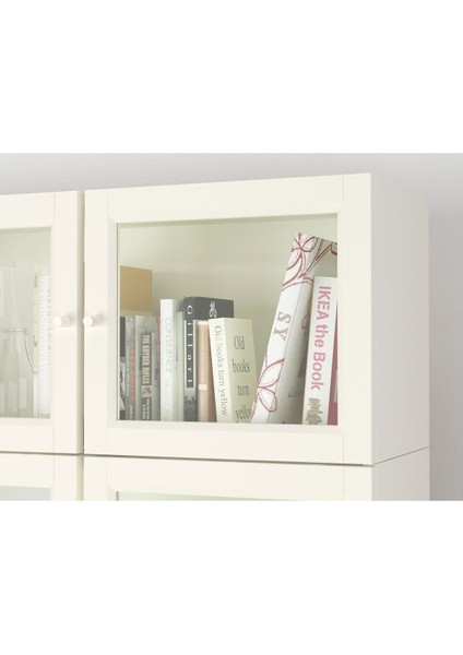 Cam Kapaklı Kitaplık, Beyaz, 200X30X237 cm modelleri