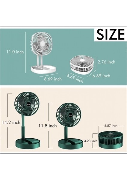 Katlanır Teleskopik Zemin Fanı Yaz Sessiz Öğrenci Masaüstü Fan USB Şarj Edilebilir Taşınabilir Ev Mini Hava Soğutucu modelleri