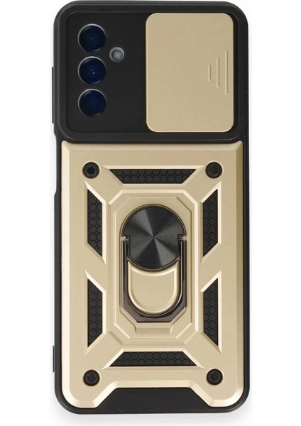 Samsung Galaxy M14 5g Kılıf Pars Lens Yüzüklü Silikon - Gold