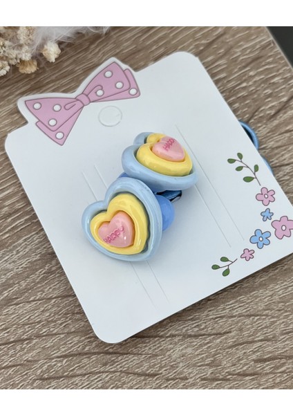 Happy Yazılı Kalp Figürlü Kız Çocuk Lastikli Toka