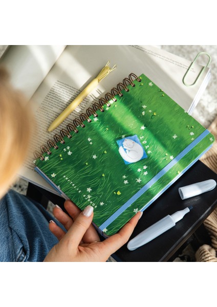 2026 A5 Spiralli Haftalık Ajanda 12 Aylık - Kedi