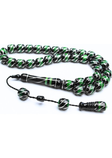 Oltu Taşı ve Yeşil Galalith Çeşmi Bülbül Işlemeli Tespih fırsatları