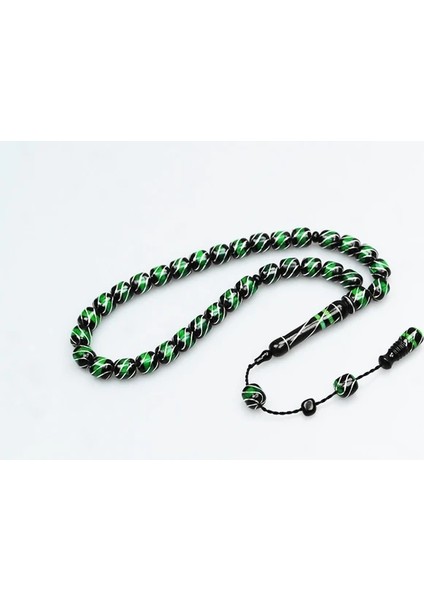 Oltu Taşı ve Yeşil Galalith Çeşmi Bülbül Işlemeli Tespih indirimleri