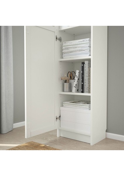 Cam/panel Kapaklı Kitaplık, Beyaz, 40X30X202 cm fırsatları