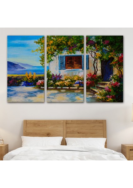 Deniz Manzaralı Güzel Ev Dekoratif Kanvas Duvar TABLOSU-3437 modelleri