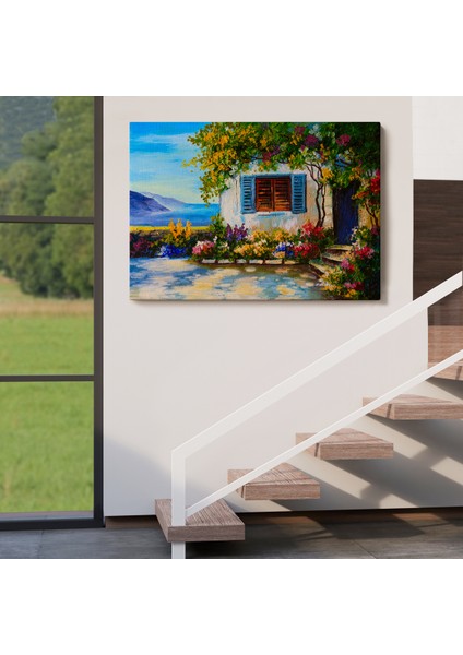 Deniz Manzaralı Güzel Ev Dekoratif Kanvas Duvar TABLOSU-3437 indirimleri