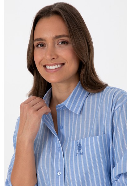 Kadın Açık Mavi Gömlek Desenli 50315277-VR003 fiyatları