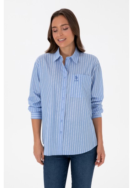 Kadın Açık Mavi Gömlek Desenli 50315277-VR003 modelleri