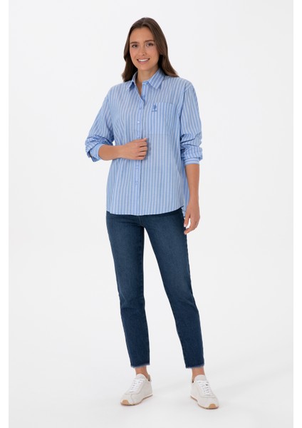 Kadın Açık Mavi Gömlek Desenli 50315277-VR003 fırsatları