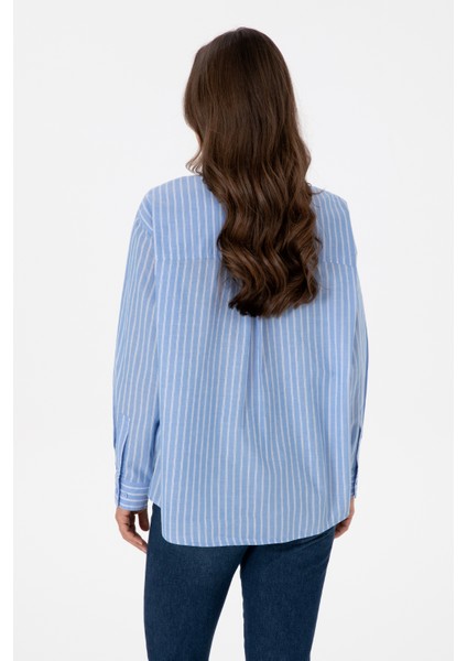 Kadın Açık Mavi Gömlek Desenli 50315277-VR003 indirimleri