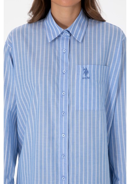 Kadın Açık Mavi Gömlek Desenli 50315277-VR003