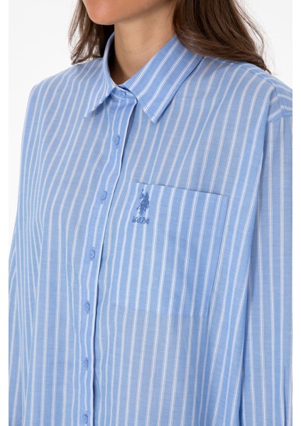 Kadın Açık Mavi Gömlek Desenli 50315277-VR003