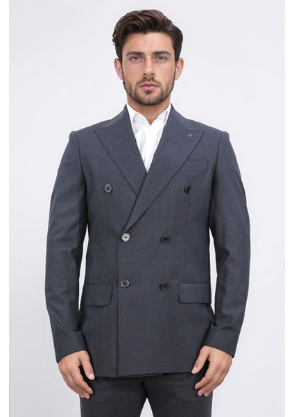 Slim Fit Sivri Yaka Kruvaze Antrasit Takım Elbise fiyatları