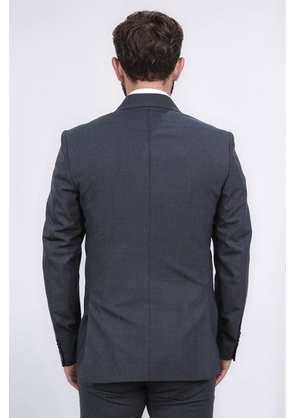 Slim Fit Sivri Yaka Kruvaze Antrasit Takım Elbise fırsatları