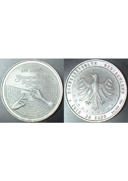 Almanya 20 Euro 2018 Gümüş Hatıra. 18 Gr. Çil.