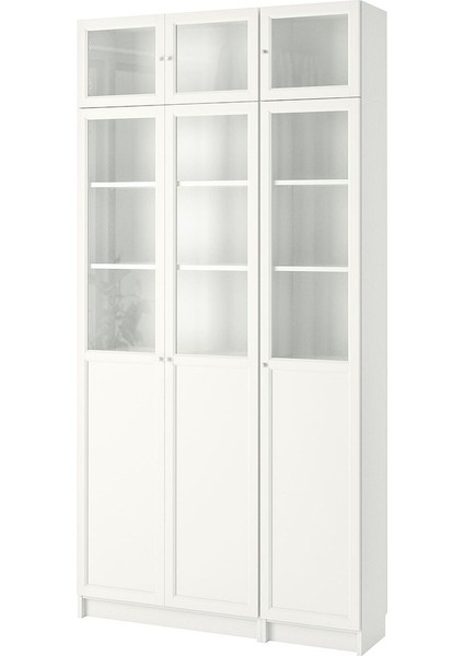 Cam/panel Kapaklı Kitaplık, Beyaz, 120X30X237 cm