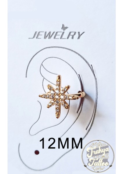 Altın Renk Zirkon Taşlı Sıkıştırmalı Kuzey Yıldızı Kıkırdak Küpe Earcuff fiyatları