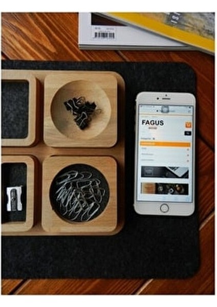 Arayende Masa Düzenleyici 30x20x3 cm 6 Bölmeli Ahşap Renkli Tasarım