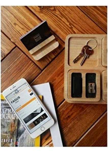 Arayende Masa Düzenleyici 30x20x3 cm 6 Bölmeli Ahşap Renkli Tasarım