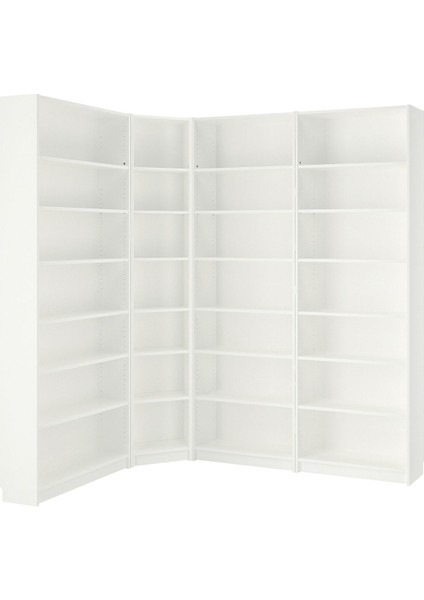 Köşe Kitaplık, Beyaz, 215/135X28X237 cm