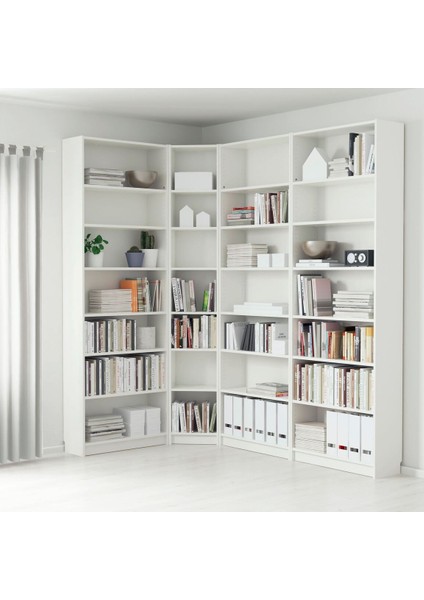 Köşe Kitaplık, Beyaz, 215/135X28X237 cm fiyatları