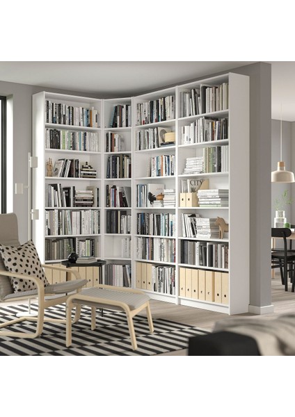 Köşe Kitaplık, Beyaz, 215/135X28X237 cm fırsatları