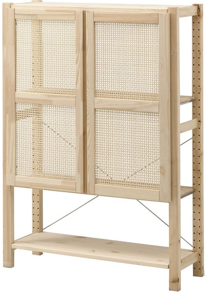 Kapaklı Raf Ünitesi, Çam, 89X30X124 cm