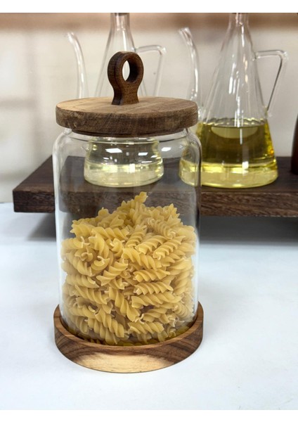 Nora 1850 ml Akasya Kapak ve Standlı Kavanoz