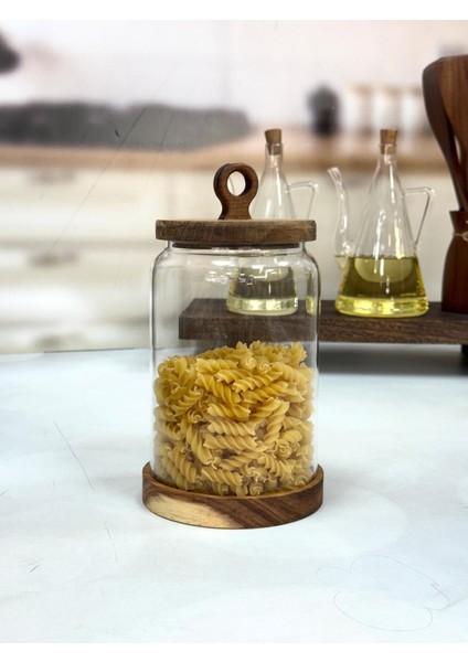 Nora 1850 ml Akasya Kapak ve Standlı Kavanoz modelleri