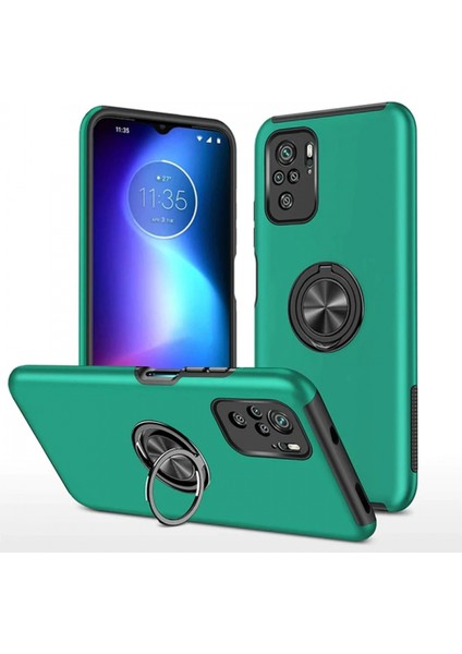 Xiaomi Poco F3 Kılıf Elit Yüzüklü Kapak - Yeşil