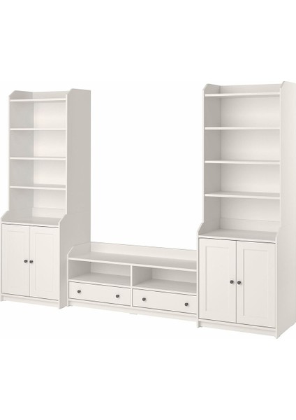 Tv Ünitesi, Beyaz, 277X46X199 Cm, 2 Yüksek Dolaplı