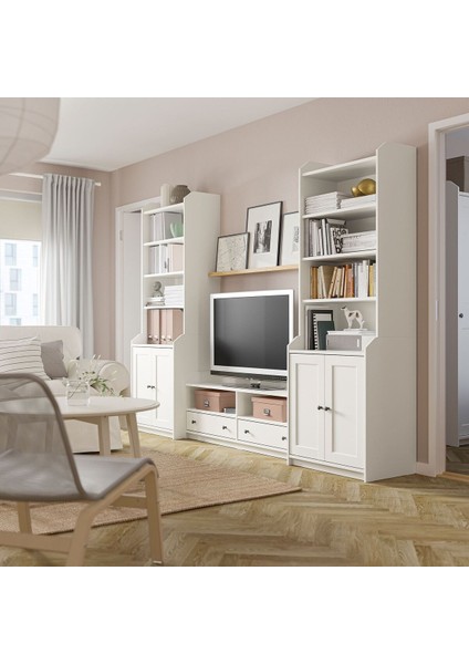 Tv Ünitesi, Beyaz, 277X46X199 Cm, 2 Yüksek Dolaplı fırsatları