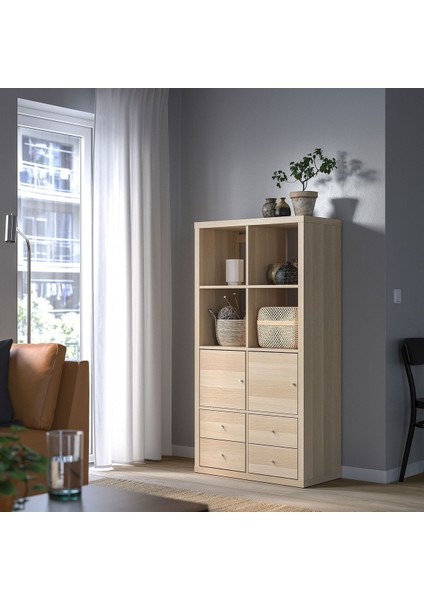 Açık Raf Ünitesi, Ağartılmış Meşe Görünümlü, 77X147 Cm, Çekmeceli ve Kapaklı modelleri
