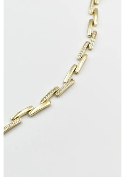 Crystal Linkage Kuyumcu Işçiliği 14K Altın Kaplama Premium Seri Kadın Çelik Bileklik