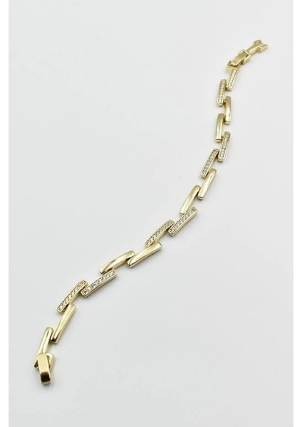 Crystal Linkage Kuyumcu Işçiliği 14K Altın Kaplama Premium Seri Kadın Çelik Bileklik fiyatları