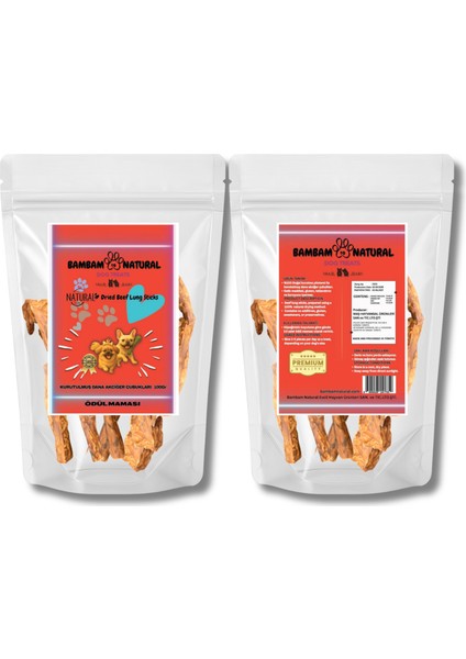 %100 Doğal Dana Akciğer Çubukları 15CM Köpek Ödül Maması 100G | Katkısız, Tahılsız, Yüksek Proteinli Eğitim Atıştırmalığı | Tüm Irklar Için Sağlıklı Doğal Ödül Maması