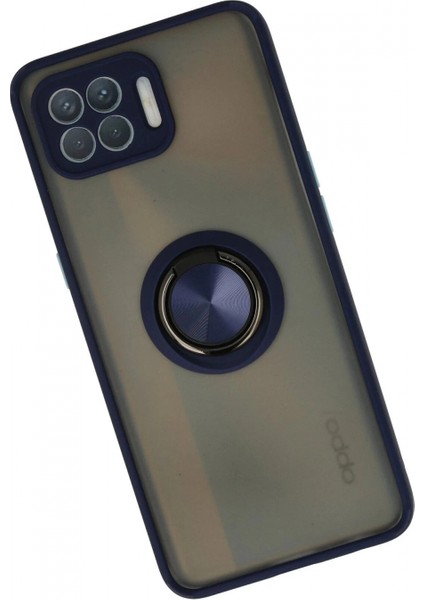 Oppo Reno 4 Lite Kılıf Montreal Yüzüklü Silikon Kapak - Lacivert fiyatları