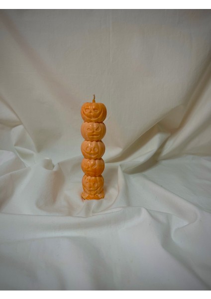 Little Pumpkin Candle(Sütun) Vanilya Kokulu 55 Gram Doğal Soya Mumu - El Yapımı