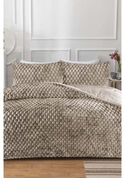 Rabina Tavşan Tüyü Çift Kişilik Yorgan Seti 195X215 cm Bej