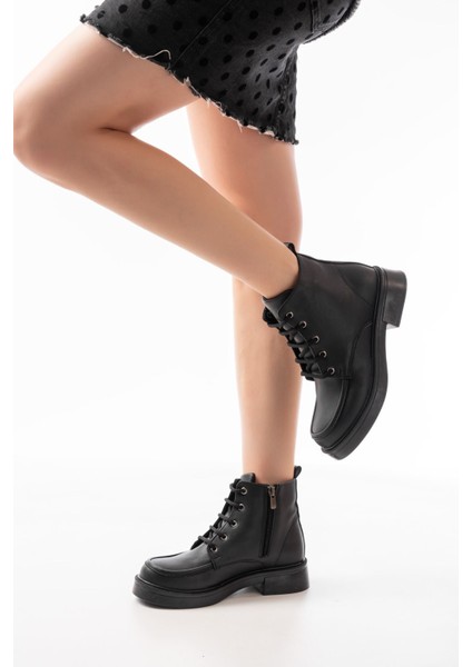 02-2001 Siyah Bağcıklı Fermuarlı Günlük Kadın Bot fiyatları