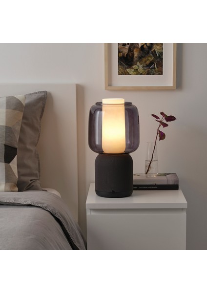 Masa Lambası Hoparlör, Siyah-Siyah Cam, 45X22 cm fiyatları
