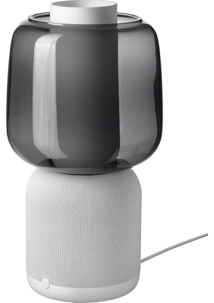 Masa Lambası Hoparlör, Beyaz-Siyah Cam, 45X22 cm