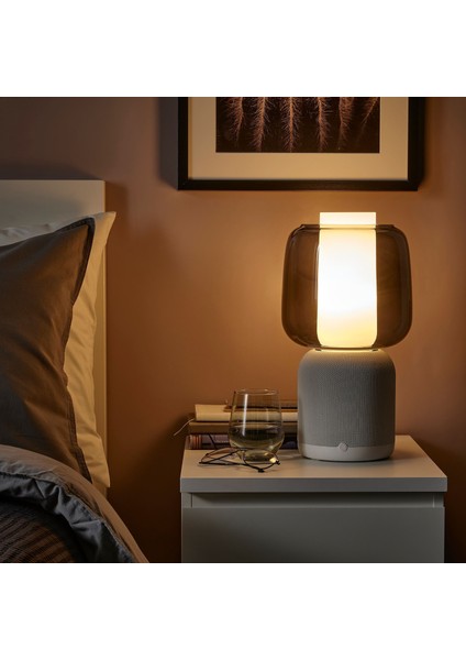 Masa Lambası Hoparlör, Beyaz-Siyah Cam, 45X22 cm fiyatları