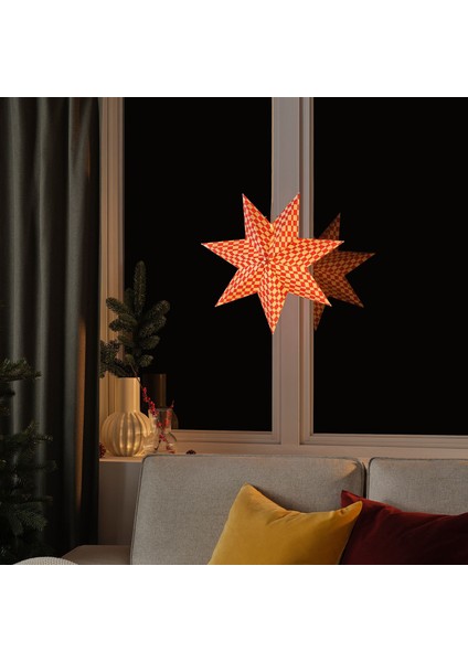 Abajur Başlığı, Kırmızı-Beyaz, 48 cm fiyatları