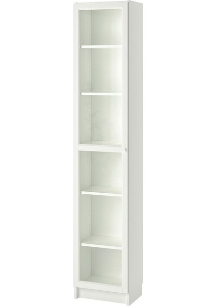 Cam Kapaklı Kitaplık, Beyaz, 40X30X202 cm