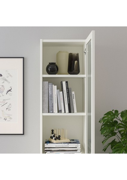 Cam Kapaklı Kitaplık, Beyaz, 40X30X202 cm fırsatları